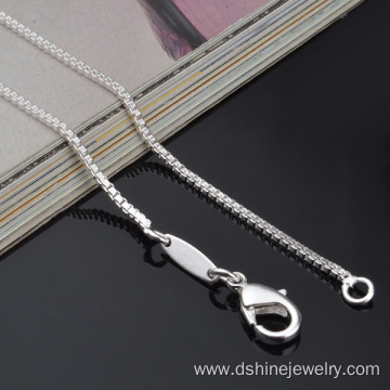 Mens Sterling Silver Box Chain Necklace 925 Silver Plating